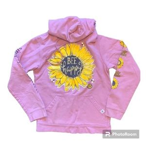 SIMPLY SOUTHERN BEE HAPPY PINK HOODIE SUNFLOWERB POUCH POCKET